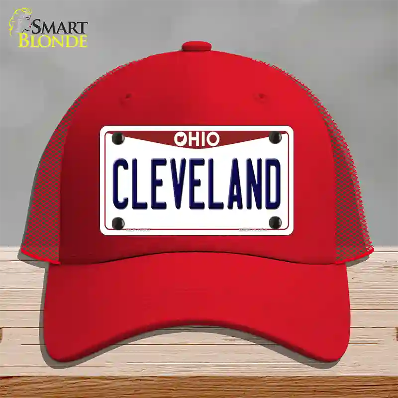 Cleveland Ohio Novelty License Plate Hat Mesh / Red