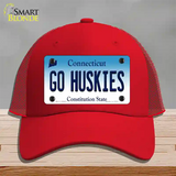 Go Huskies Connecticut Novelty License Plate Hat Mesh / Red