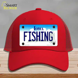 Fishing Iowa Novelty License Plate Hat Mesh / Red