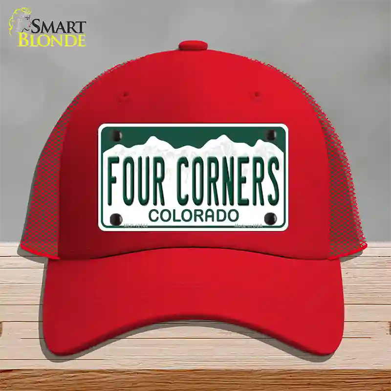 Four Corners Colorado Novelty License Plate Hat Mesh Red