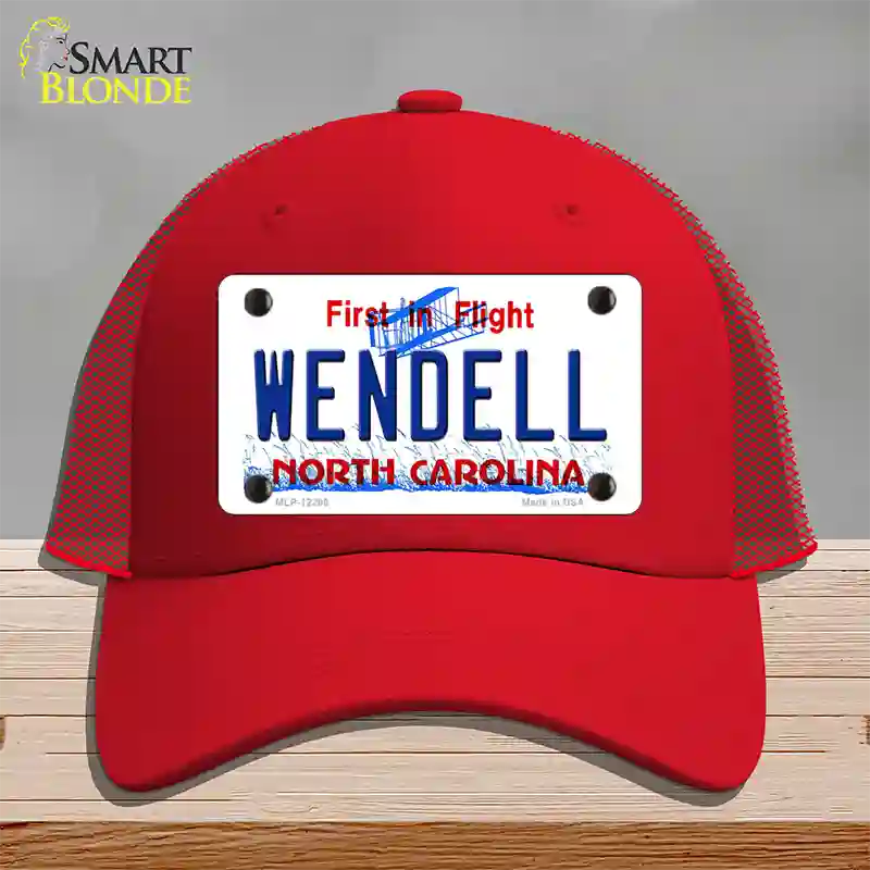 North Carolina Wendell Novelty License Plate Hat Mesh / Red
