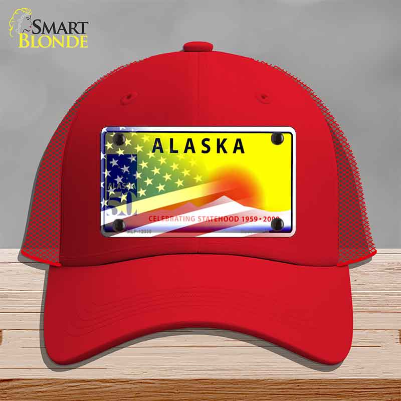 Alaska with American Flag Novelty License Plate Hat HAT-MLP-12330