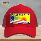 Alaska with American Flag Novelty License Plate Hat HAT-MLP-12330