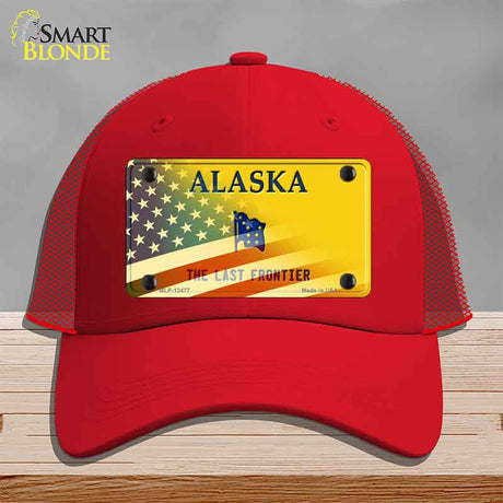 Alaska with American Flag Novelty License Plate Hat HAT-MLP-12477