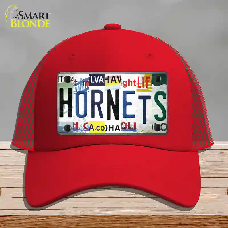 Hornets Strip Art Novelty License Plate Hat Tag Mesh Red