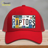 Raptors Strip Art Novelty License Plate Hat Tag Mesh Red