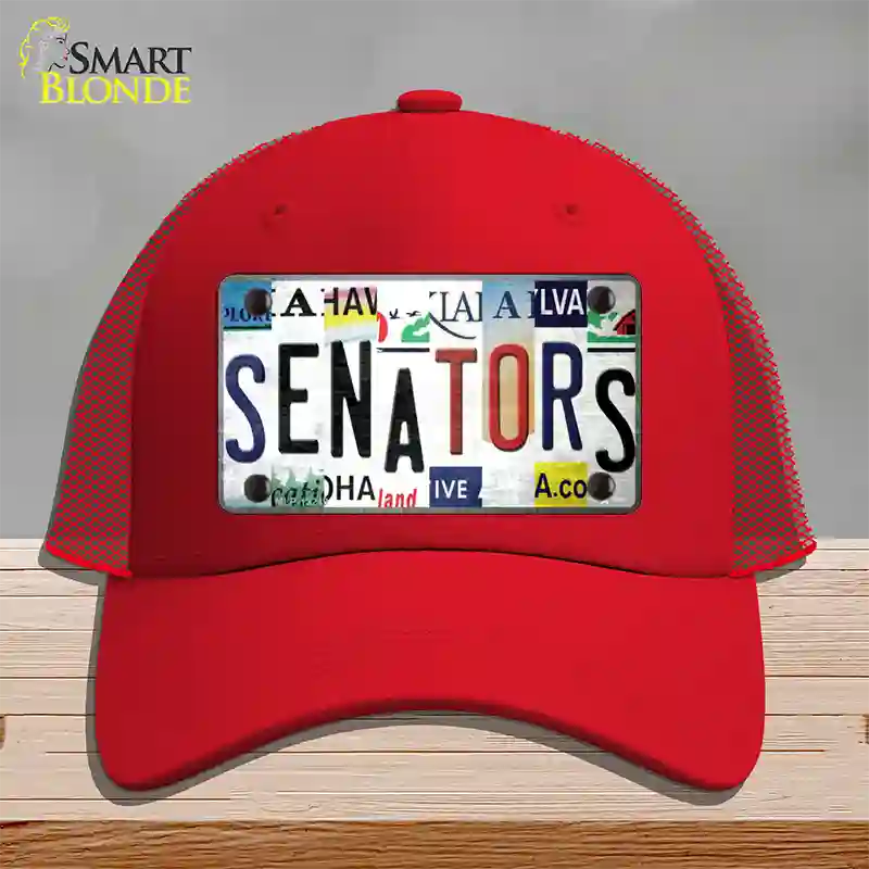Senators Strip Art Novelty License Plate Hat Tag Mesh Red