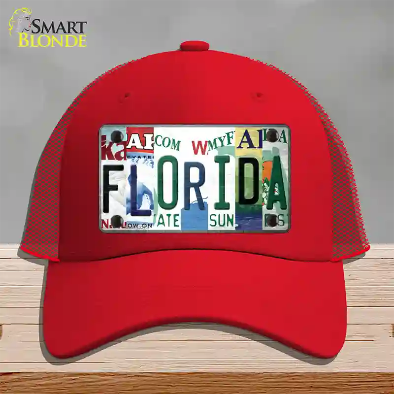 Florida Strip Art Novelty License Plate Hat Tag Mesh Red