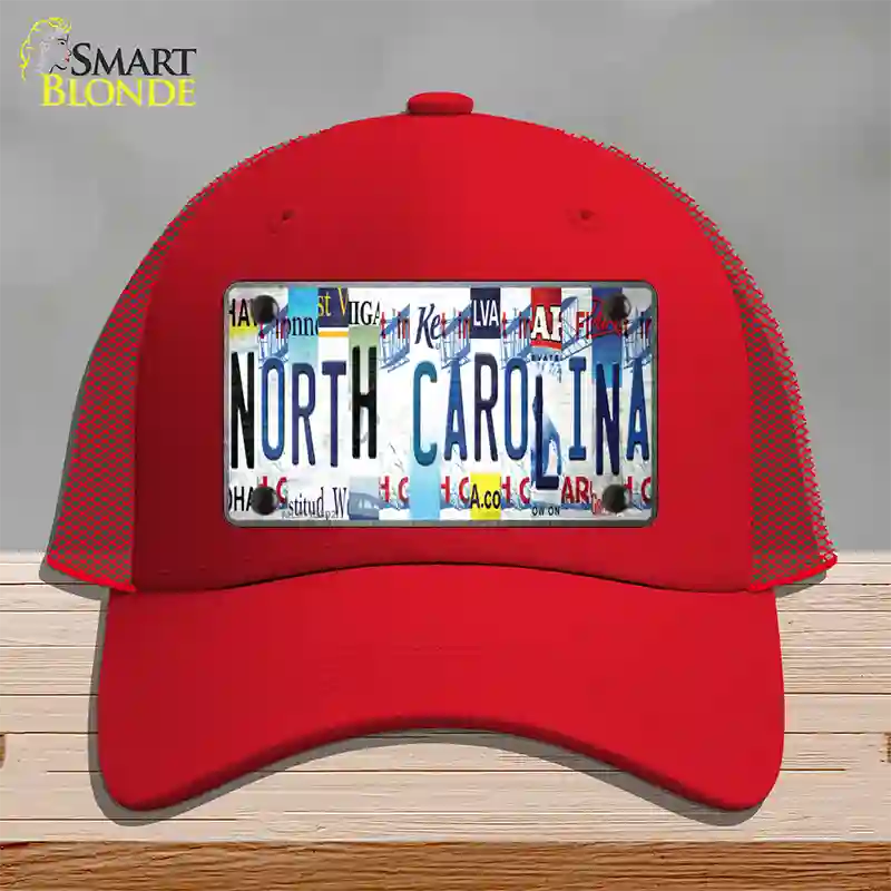 North Carolina Strip Art Novelty License Plate Hat Tag Mesh Red