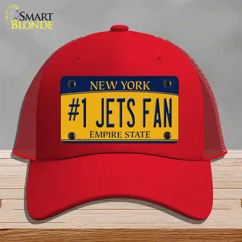 Number 1 Jets Fan New York Novelty License Plate Hat Tag Mesh Red