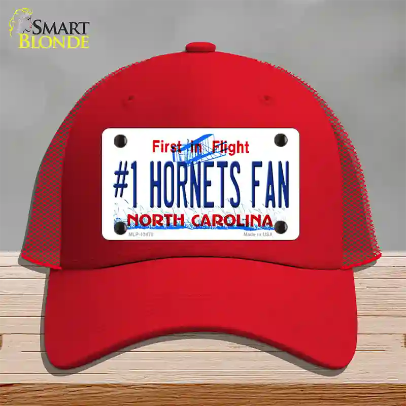 Number 1 Hornets Fan Novelty License Plate Hat Tag Mesh Red