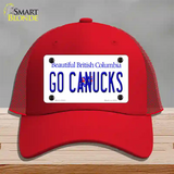 Go Canucks Novelty License Plate Hat Tag Mesh / Red