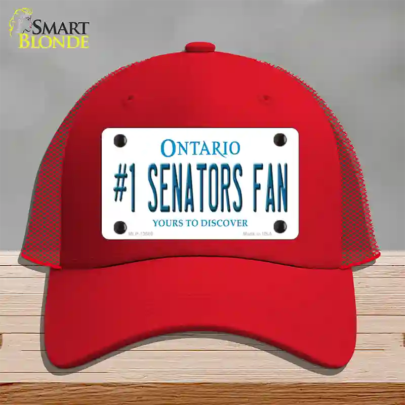 Number 1 Senators Fan Novelty License Plate Hat Tag Mesh Red