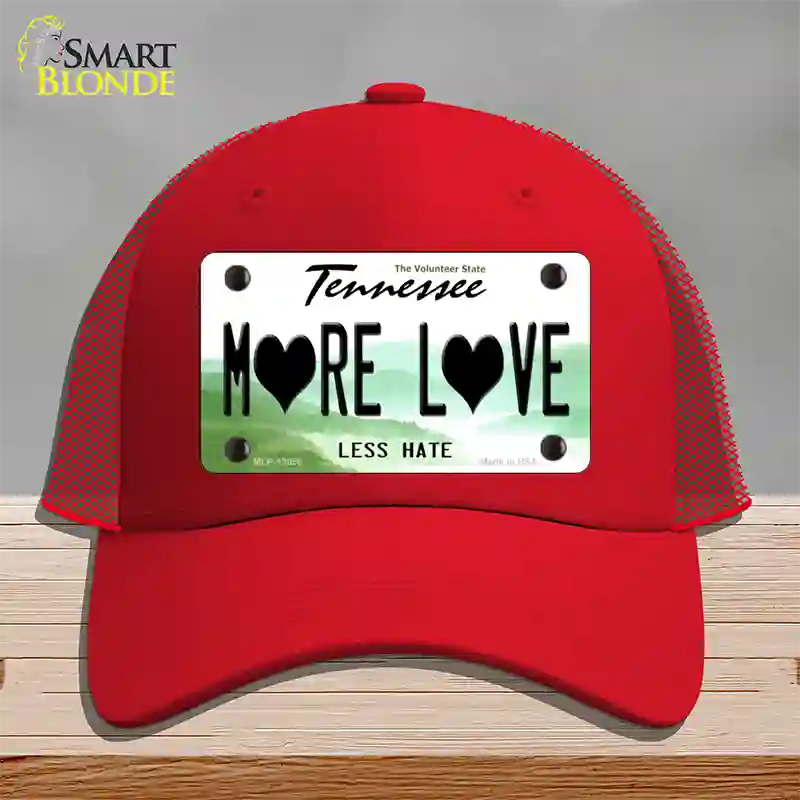 More Love Novelty License Plate Hat Tag Mesh Red