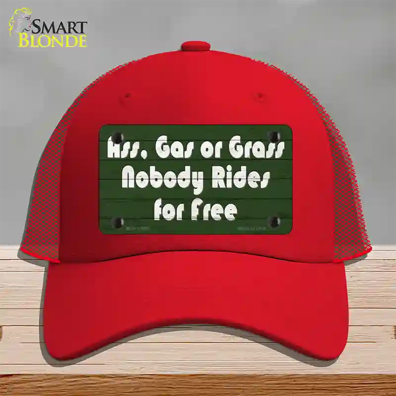 Ass Gas Or Grass Novelty License Plate Hat Tag Mesh Red