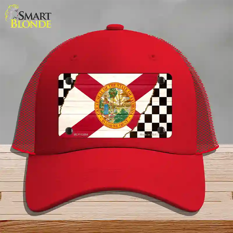 Florida Racing Flag Novelty License Plate Hat Tag Mesh Red