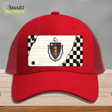 Massachusetts Racing Flag Novelty License Plate Hat Tag Mesh / Red