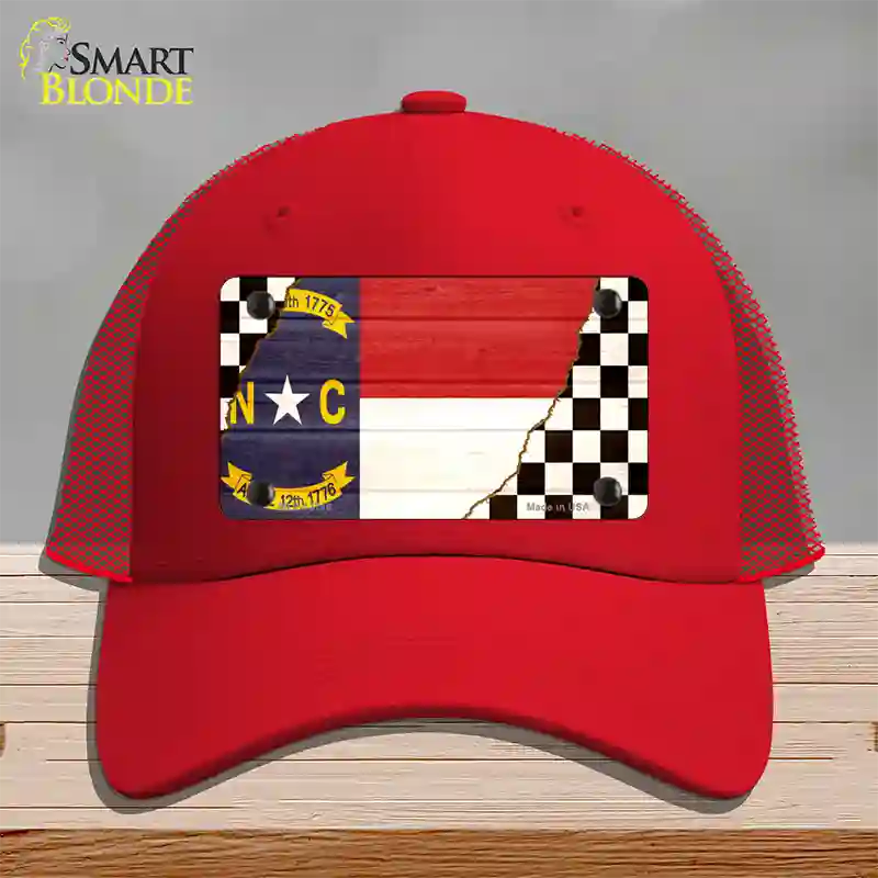 North Carolina Racing Flag Novelty License Plate Hat Tag Mesh Red