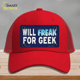 Will Freak For Geek Novelty License Plate Hat Tag Mesh Red