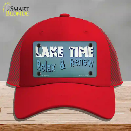 Lake Time Novelty License Plate Hat Tag Mesh Red