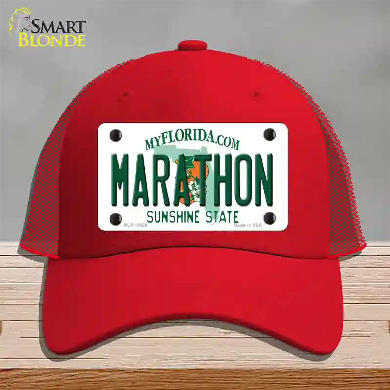 Marathon Florida Novelty License Plate Hat Tag Mesh Red