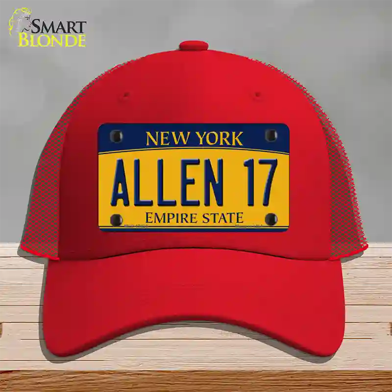 Allen 17 New York Novelty License Plate Hat Tag Mesh Red