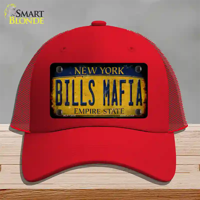 Bills Mafia New York Yellow Rusty Novelty License Plate Hat Tag Mesh Red