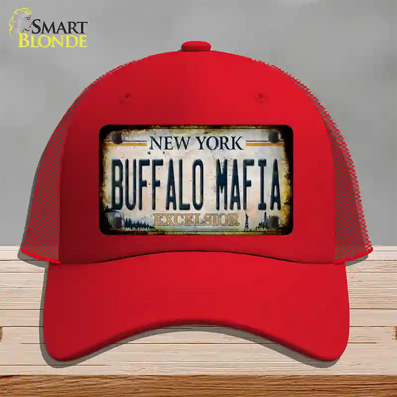Buffalo Mafia Excelsior New York Rusty Novelty License Plate Hat Tag Mesh Red
