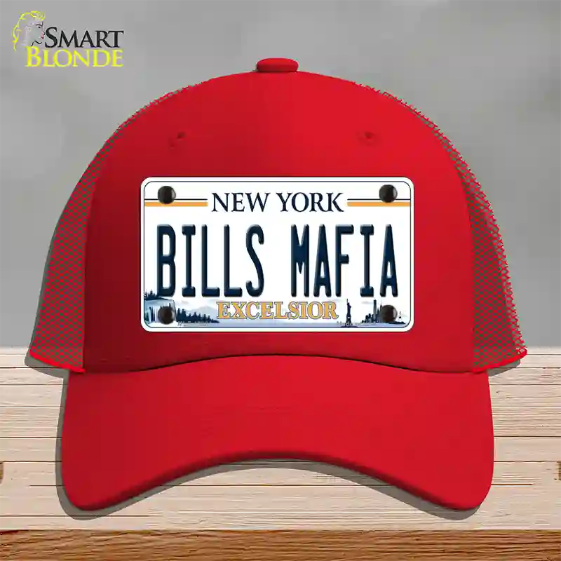 Bills Mafia NY Excelsior Novelty License Plate Hat Tag Mesh Red