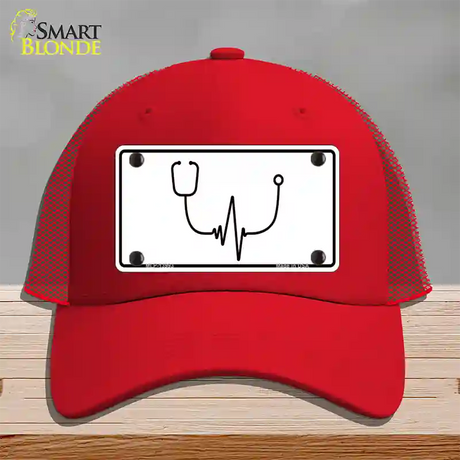 Stethoscope Heart Beat Novelty License Plate Hat Tag Mesh / Red