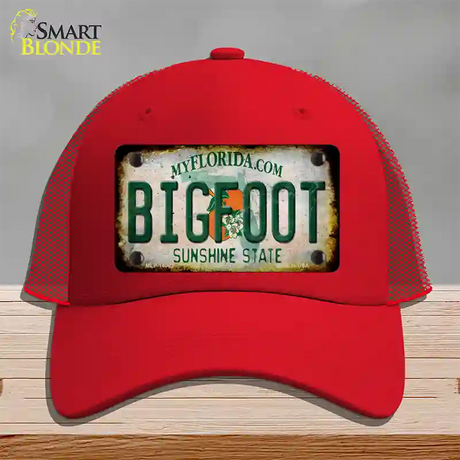 Bigfoot Florida Novelty License Plate Hat Tag Mesh / Red