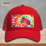 Red Swirl Tie-Dye Novelty License Plate Hat Mesh / Red