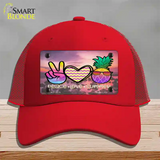 Peace Love Summer Pineapple BeachNovelty License Plate Hat Mesh / Red