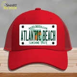 Atlantic Beach Florida Novelty License Plate Hat Mesh / Red