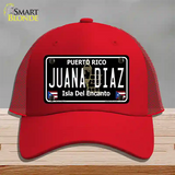 Juana Diaz Puerto Rico Black Novelty License Plate Hat Mesh / Red