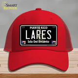 Lares Puerto Rico Black Novelty License Plate Hat Mesh / Red