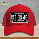 Rio Grande Puerto Rico Black Novelty License Plate Hat Mesh / Red