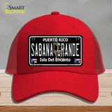 Sabana Grande Puerto Rico Black Novelty License Plate Hat Mesh / Red
