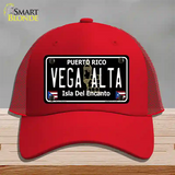 Vega Alta Puerto Rico Black Novelty License Plate Hat Mesh / Red