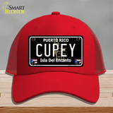 Cupey Puerto Rico Black Novelty License Plate Hat Mesh / Red