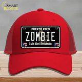 Zombie Puerto Rico Black Novelty License Plate Hat Mesh / Red