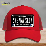 Sabana Seca Puerto Rico Black Novelty License Plate Hat Mesh / Red