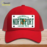 North Port Florida Novelty License Plate Hat Mesh / Red