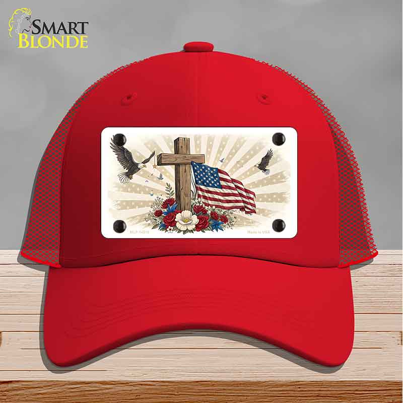 Eagle Flag and Cross Novelty License Plate Hat HAT-MLP-14510