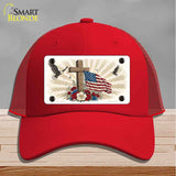 Eagle Flag and Cross Novelty License Plate Hat HAT-MLP-14510