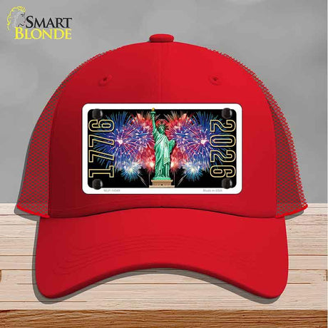 Lady Liberty Fireworks Novelty License Plate Hat HAT-MLP-14549 Mesh Red
