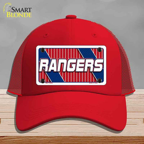 Red cap with 'Rangers' logo on a gray background