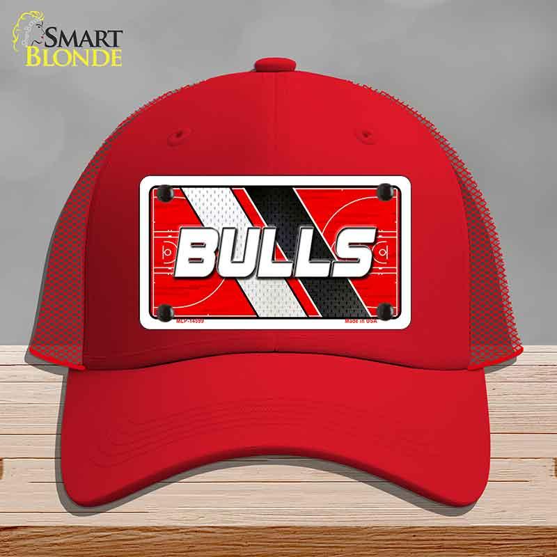 Red cap with 'BULLS' logo on a gray background
