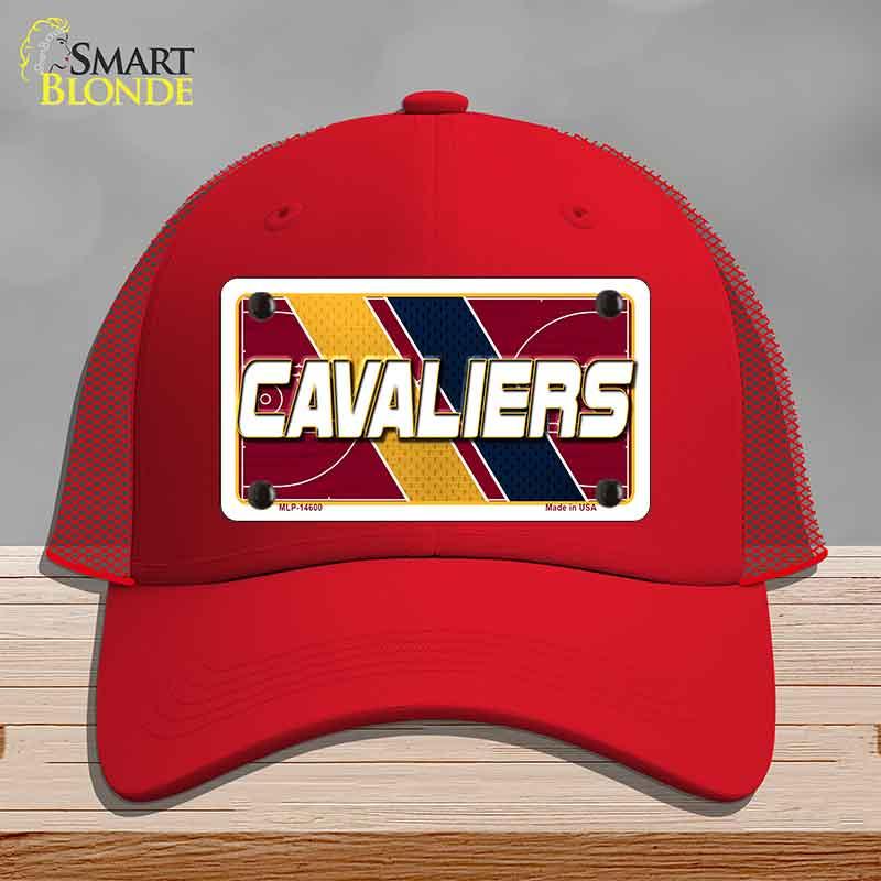 Red cap with 'Cavaliers' design on a gray background