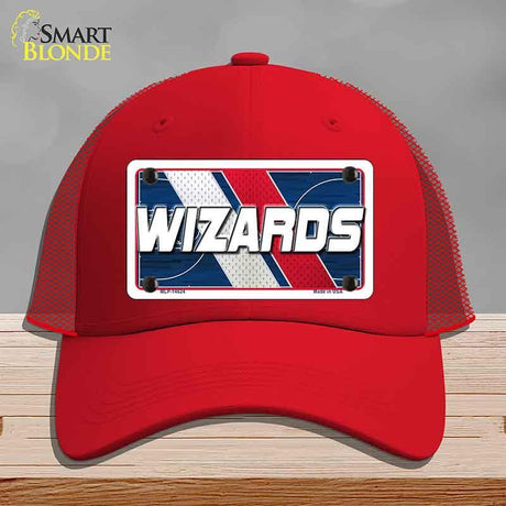 Red cap with 'Wizards' design on a gray background